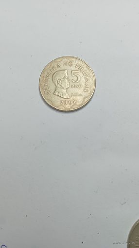 Филиппины 5 песо 1998 года .