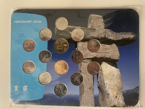 КАНАДА Набор 14 монет 25 центов и 1 доллар 2007 - 2010 Олимпиада в Ванкувере в буклете
