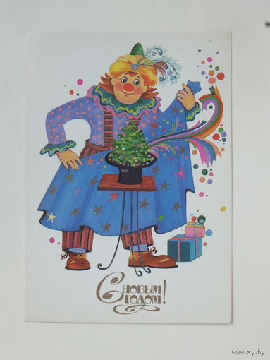 Малинская с новым годом 1989 10х15 см