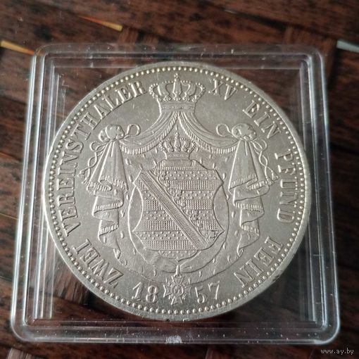 2 талера Саксония 1857 год