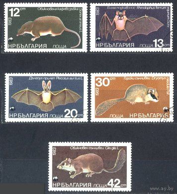 Марки Болгария. 1983. Мыши. Серия из 5 марок.