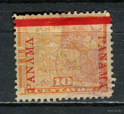 Панама - 1903/1904 - Карта с надпечаткой  10С - [Mi.54II] - 1 марка. Гашеная.  (Лот 30JT)-T25P5
