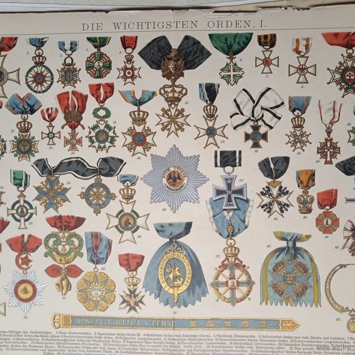 Orden 1. Литография Германия. Гравюра середина 19века 30x24см. РАСПРОДАЖА КОЛЛЕКЦИИ.