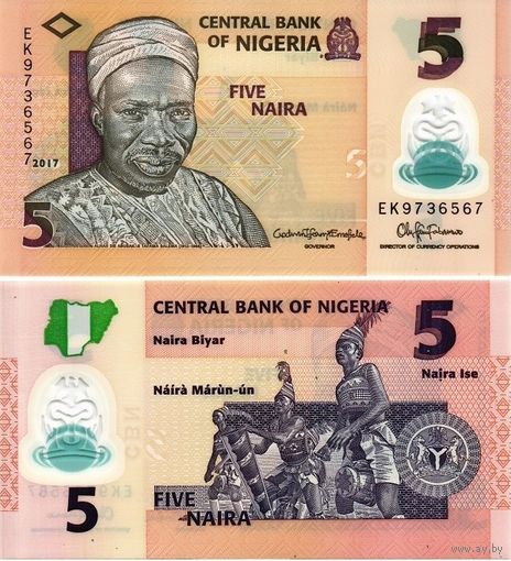 Нигерия 5 найра 2024  год UNC (полимер)