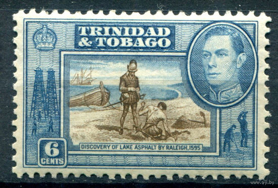 Британские колонии - Тринидад и Тобаго - 1938/44г. - ландшафты, архитектура, король Георг VI, 6 с - 1 марка - MNH [Mi 138]. #4-B5-136-A-1