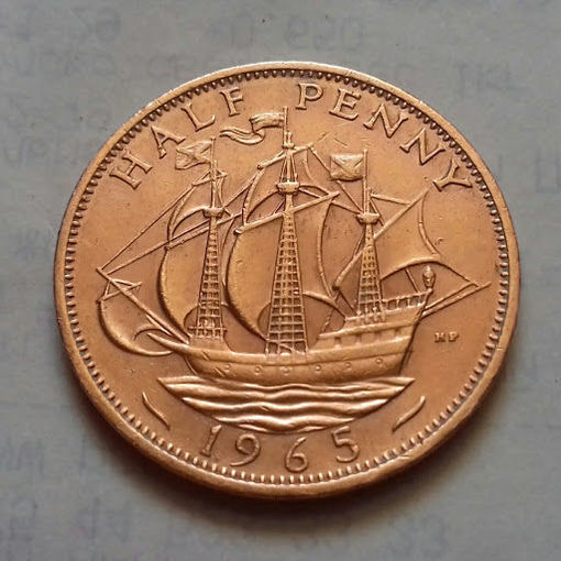 1/2 пенни, Великобритания 1965 г.