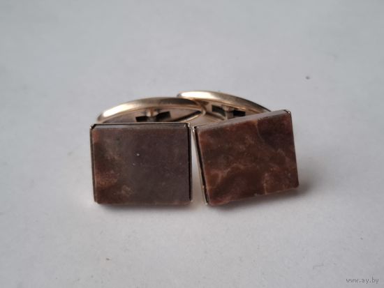 Запонки серебро 875 СССР Камень нат. Клеймо. Унисекс. Вес 11,5 г