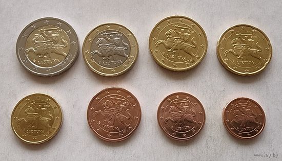 Литва набор 8 монет 2015,2017,2021 г  UNC из ролла