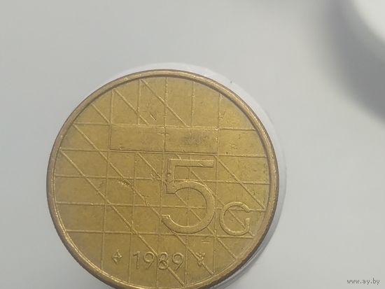 5 гульденов Нидерланды 1989 год лот 42