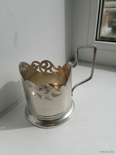 Подстаканник СССР, серебро 875 пр голова рабочего