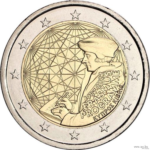 2 евро 2022 Кипр 35 лет программы Erasmus UNC из ролла