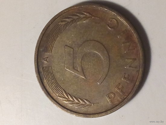 5 пфеннигов Германия ФРГ 1990 A год