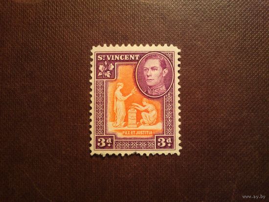 Британский Сент-Винсент 1938 г.Король Георг VI и Печать колонии./47а/