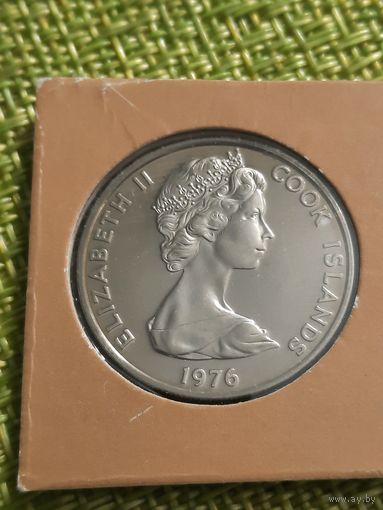 Острова Кука 10 центов 1976 г ( в пластике из набора , королева молодая , встречается намного реже )
