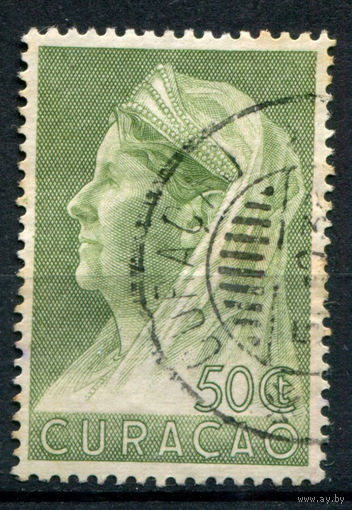 Нидерландские колонии - Кюрасао - 1936/39г. - королева Вильгельмина, 50 с - 1 марка - гашёная [Mi 157]. #3-WB-89-A-1