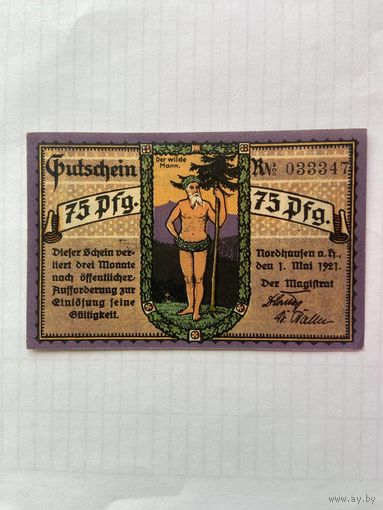 75 пфенигов (нотгельды) Германия г.Нордхаузен -1402
