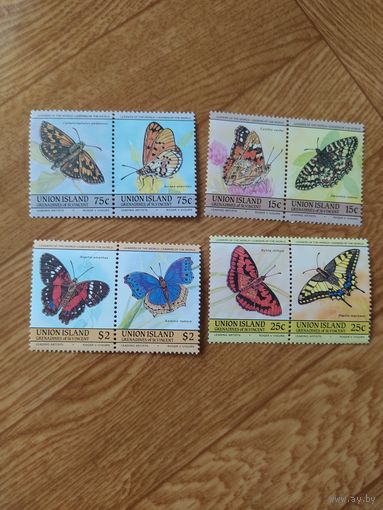 Сент Винсента и Гренадины серия марок 1985г. Бабочки.