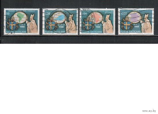 Ватикан-1989,(Мих.988-991)  гаш. , Визиты  Папы Иоанна Павла II