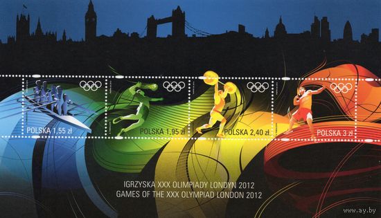 Польша 2012. Олимпиада Лондон 2012. Mi 4574-77. Блок 209