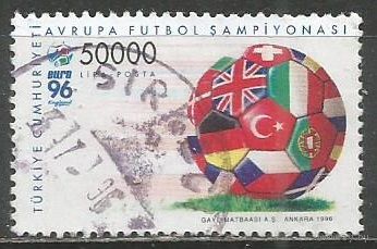 Турция. ЧЕ по футболу. Англия'96. 1996г. Mi#3080.