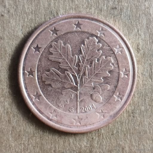 Германия 5 евроцентов, 2004 г., отметка мд., "G" - Карлсруэ, KM# 209