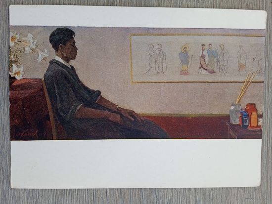 1958. Клычев. Портрет китайского художника Ци Му-дуна