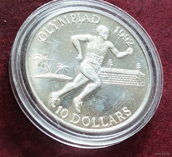 Серебро 0.925! Соломоновы Острова 10 долларов, 1991 XXV Летние Олимпийские игры, Барселона 1992