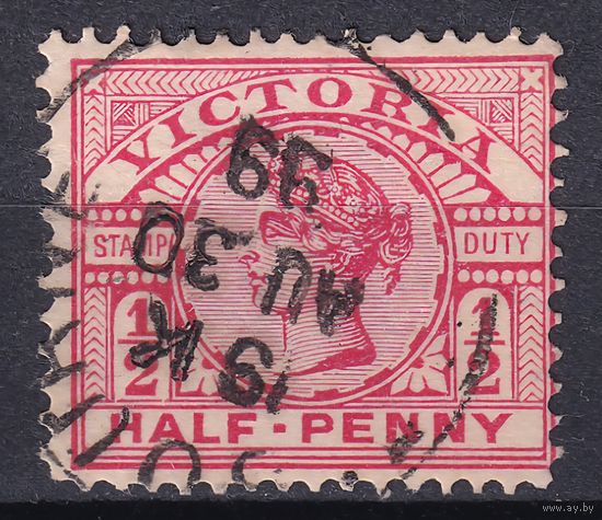 112.Aust. Великобритания. Австралийские штаты. Виктория. Стандарт. 1896 г. 1/2p. Mi.#108.