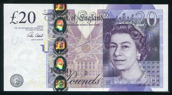 Великобритания 20 фунтов 2015 г. P392c. UNC