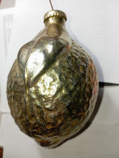 Игрушка на ёлку , Большой Лимон , толстое стекло , винтаж , СССР .