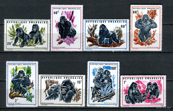 Руанда - 1970 - Горрилы - [Mi. 400-407] - полная серия - 8 марок. MNH.  (Лот 91Gu)-T4P12