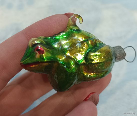 Елочные игрушки, стекло, лягушка, лягушонок