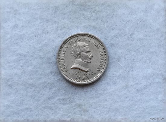 Werty71 Уругвай 2 сентесимо 1953