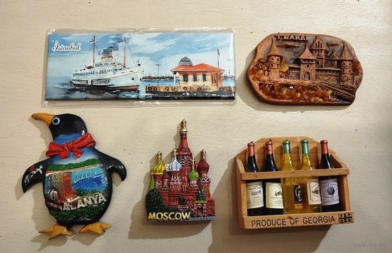 Магниты. Стамбул, Тракай,  Аланья,  Москва, Грузия