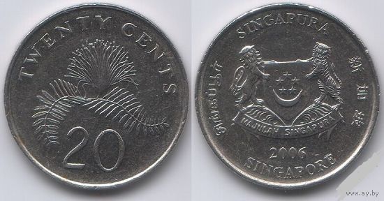 СИНГАПУР 20 центов 2006г. Флора.