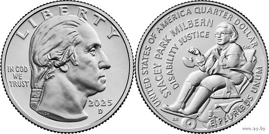 25 центов 2025 США Стейси Парк Милберн, Американские Женщины UNC двор D