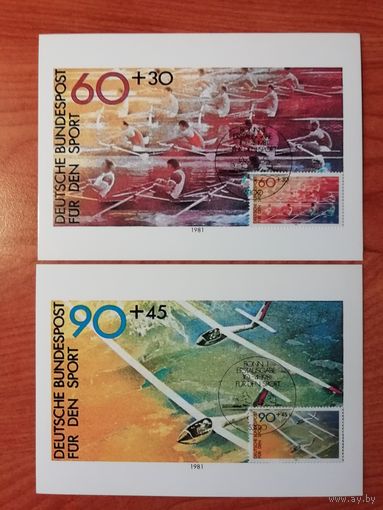 ФРГ 1981 Два карт максимума серии марок "Спорт" Mi: 1094-1095