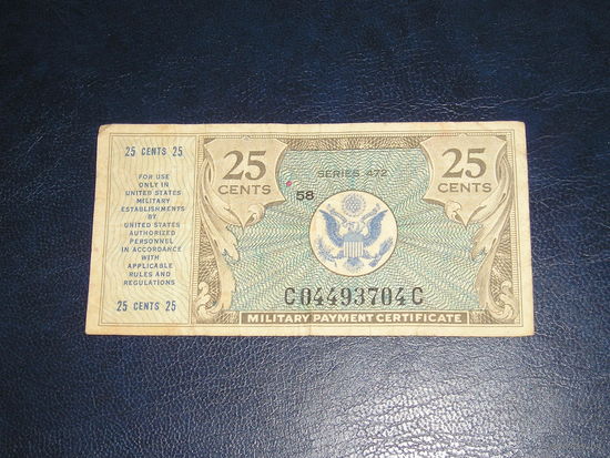 США, Военный платёжный сертификат 25 Центов 1947