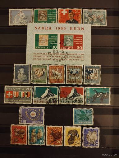 Годовой набор марок Швейцарии 1965 года без одной марки