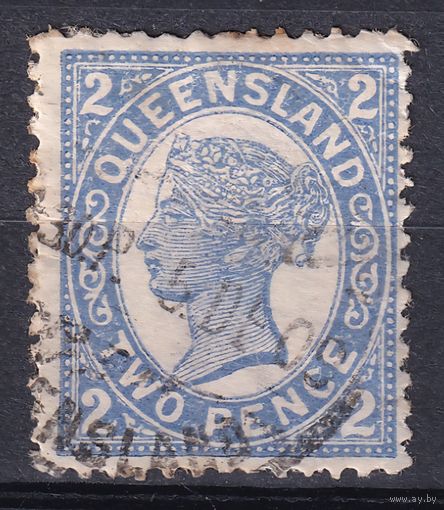 23.Aust. Великобритания. Австралийские штаты. Квинсленд. Виктория. Стандарт. 1907 г. 2p. Mi.#116AI.