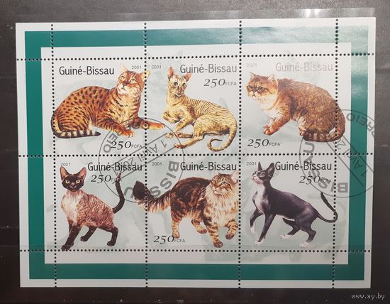 Гвинея-Биссау. 2001 год. Фауна. Кошки (малый лист) (1191)