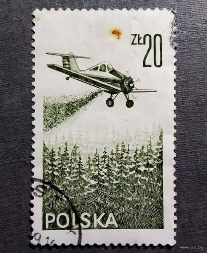 Марка Польша 1977 год Авиация