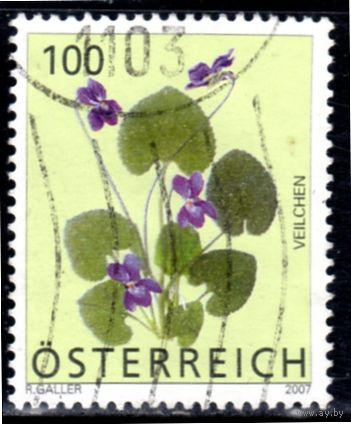 Австрия.Ми-2652. Фиолетовый - Виола odorata Серия: Альпийские цветы. 2007.