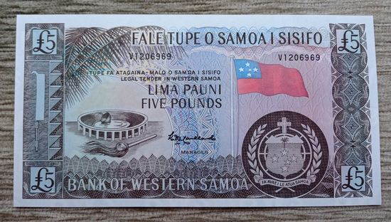 Werty71 Западное Самоа 5 фунтов тала 1963 2020 UNC банкнота официальный репринт большой формат