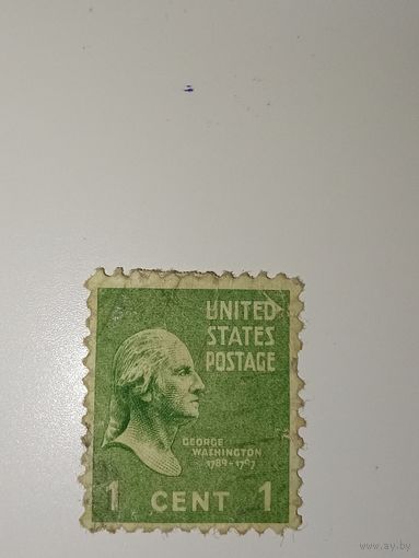 США 1938 Джордж Вашингтон, первый президент США, с указанием годов его президентства (1789–1797).