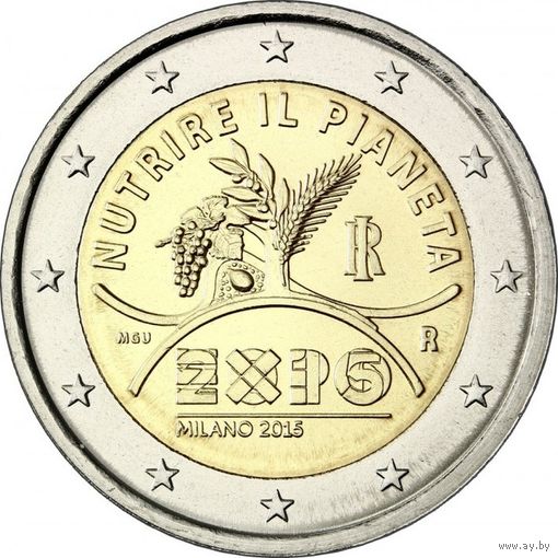 2 евро 2015 Италия Экспо в Милане UNC из ролла