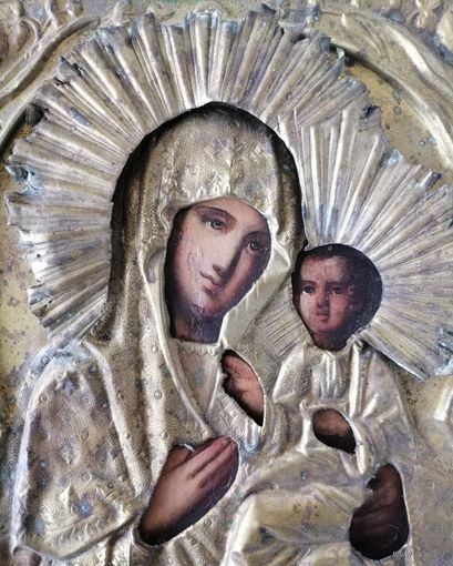 Икона Божией Матери Тихвинская, 19 век! Живопись!