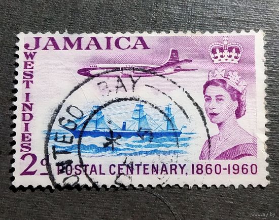 Марка Ямайка 1960 год 100-летие почтовой службы Ямайки