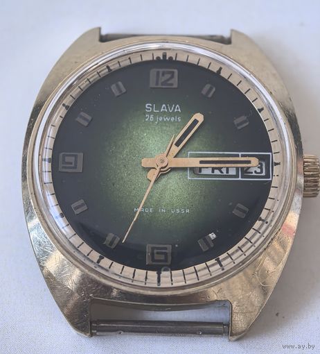 Часы мужские позолоченные СССР . СЛАВА Au10..  (на ходу)