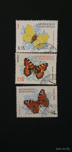 Монголия бабочки 3шт